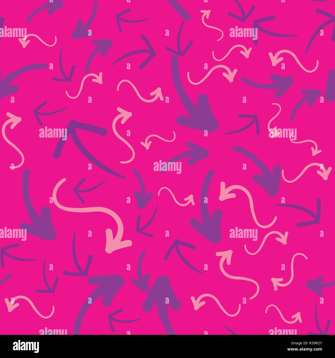 Violet Arrows On Pink Seamless Pattern. Wrapping Paper Stock Vector
