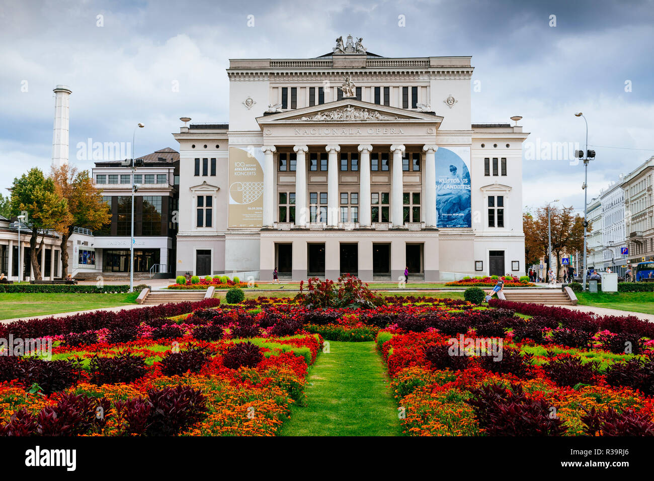 Latvian National Opera House view from Bastion Hill park. Riga, Latvia ...