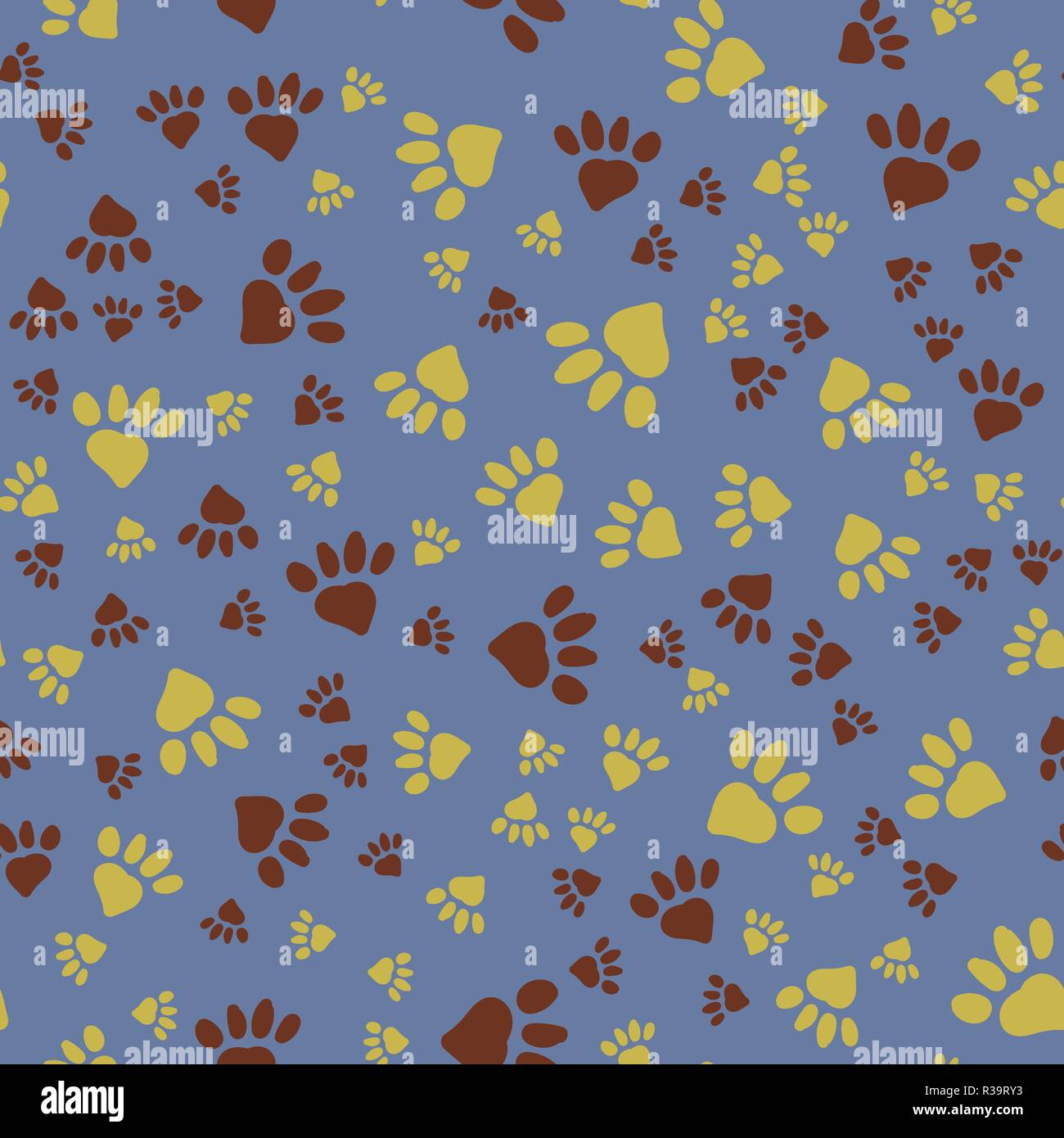 Many animal footprints seamless pattern. Vector background. Stock Vector