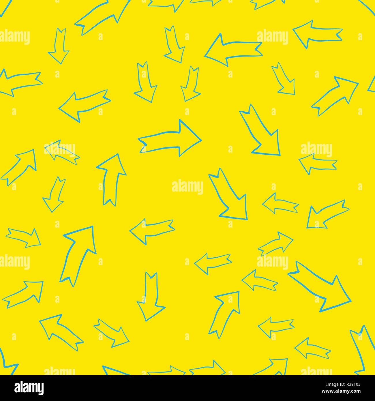Vector abstract modern seamless pattern with blue arrows over yellow ...