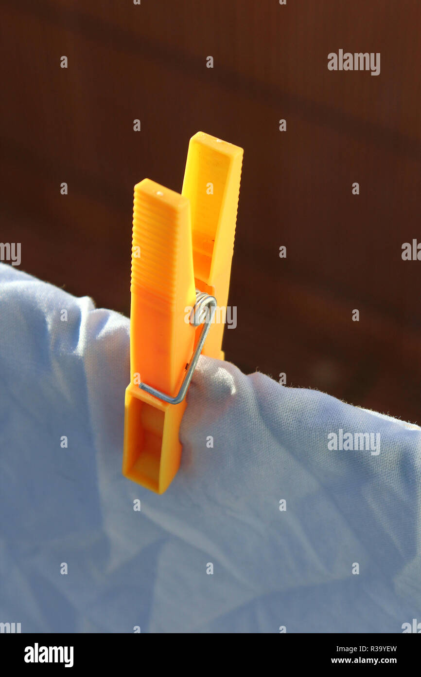 Plastic clothes peg, close up Stock Photo