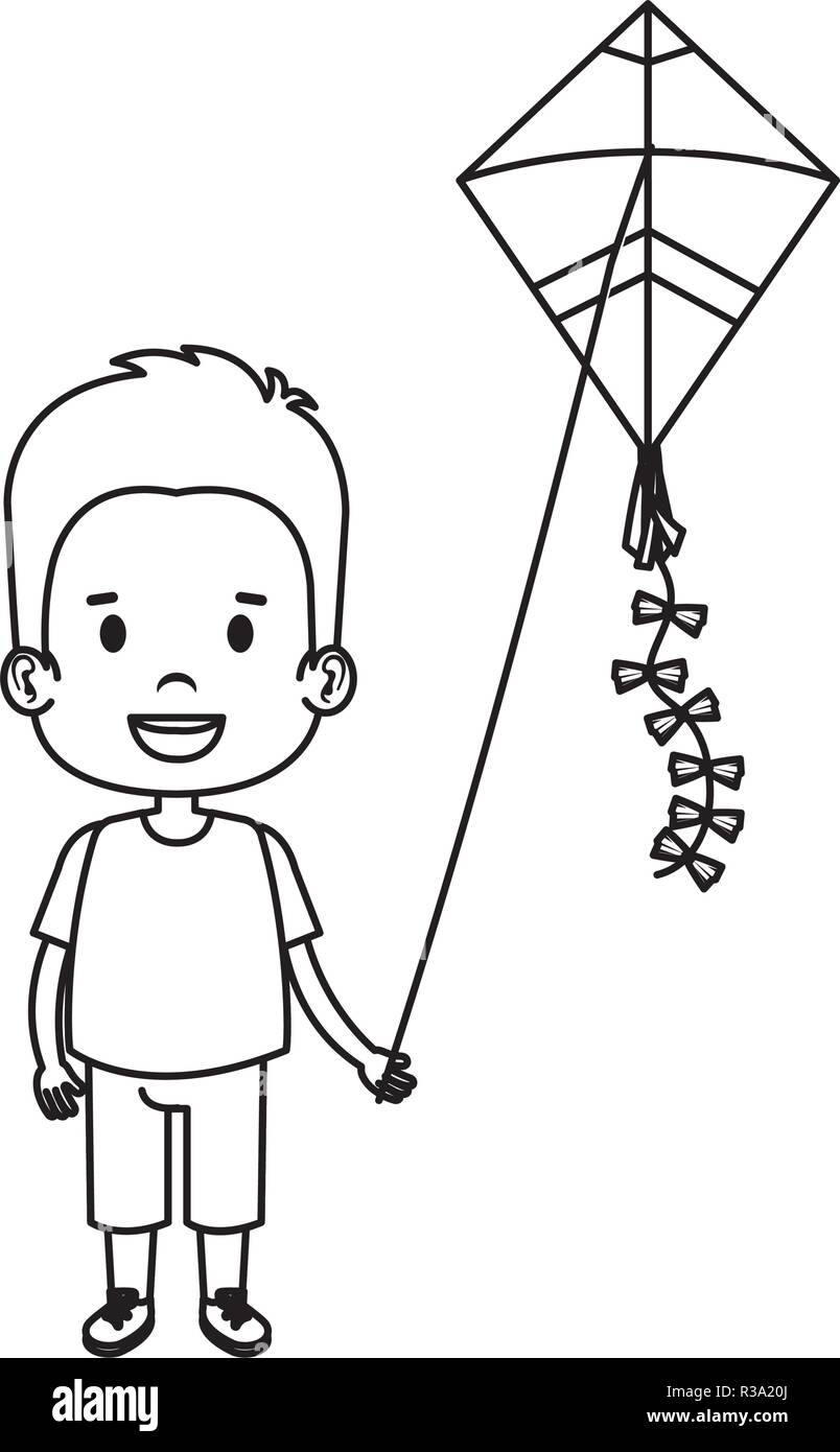 little boy flying kite Stock Vector Image & Art - Alamy