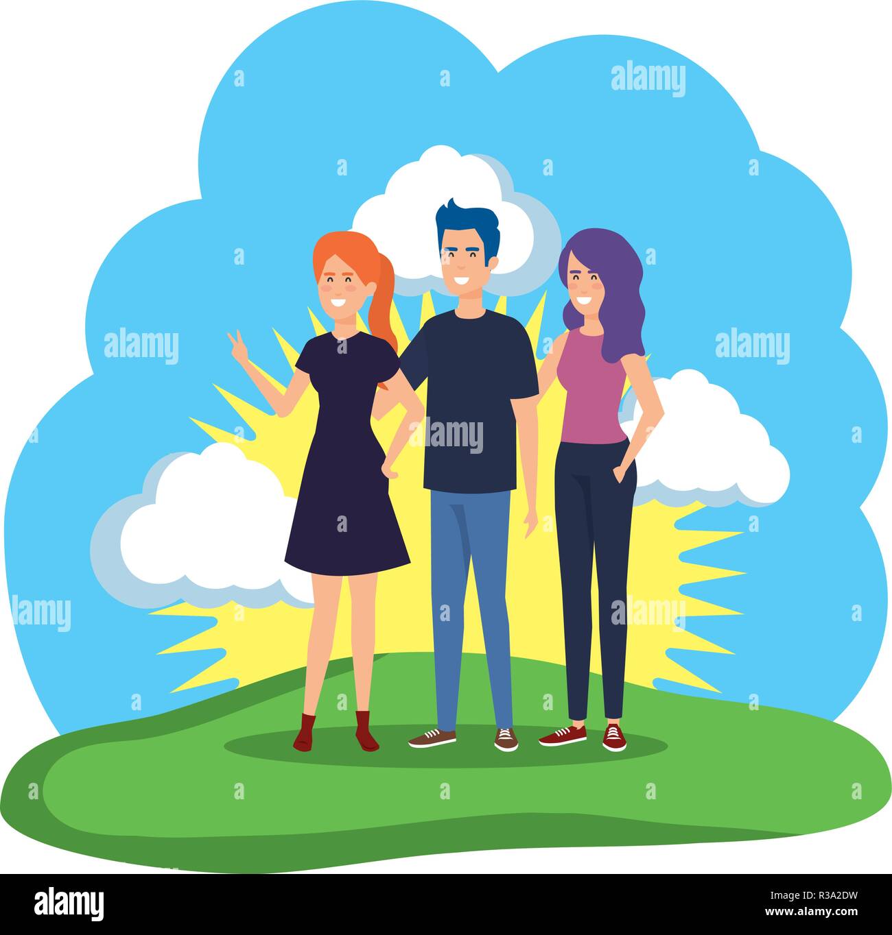 group of people in the field characters Stock Vector Image & Art - Alamy