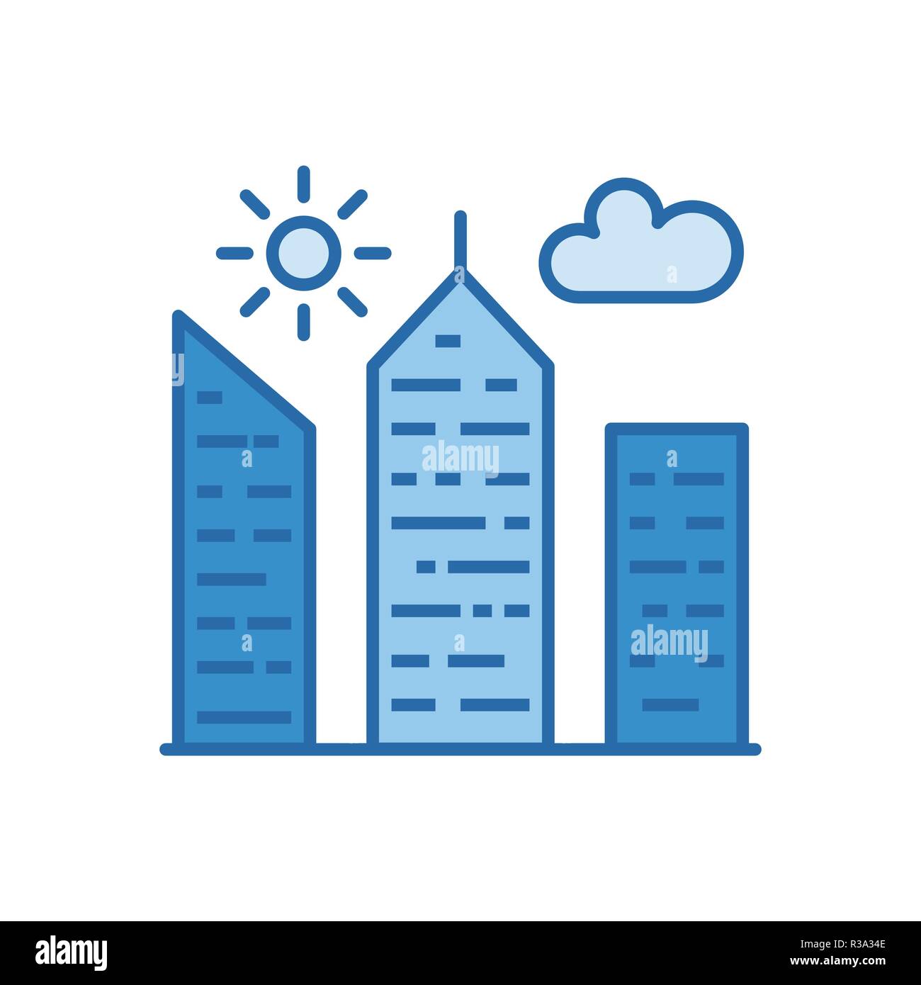 City Building Filled Related Vector Icon Stock Vector