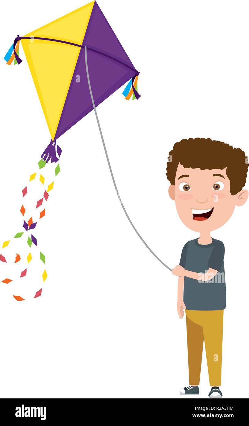 little boy flying kite Stock Vector Image & Art - Alamy