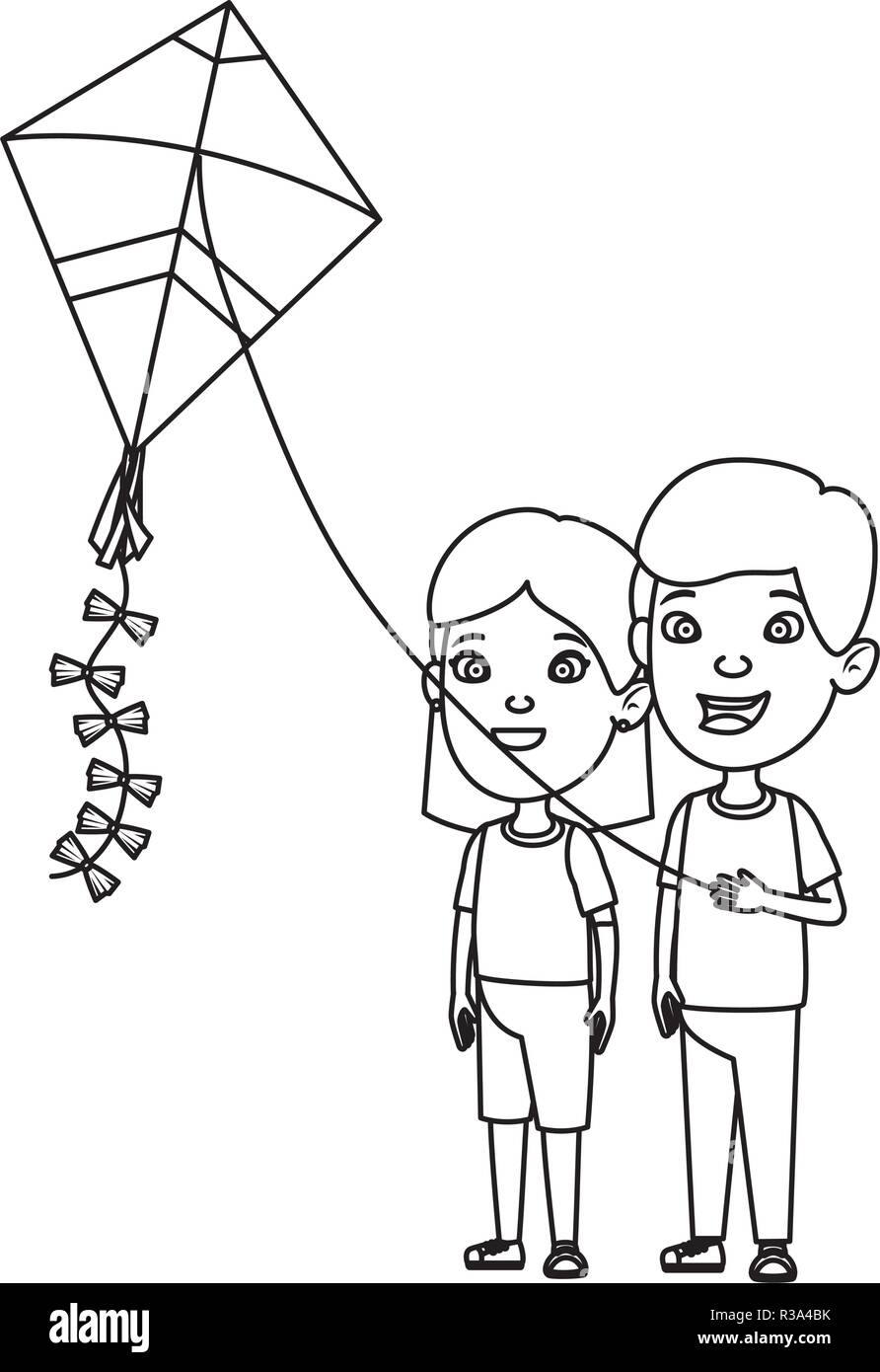 Illustration Kids Playing Kite High Resolution Stock Photography and ...