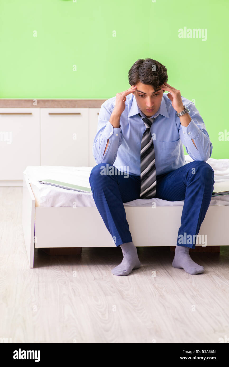 Young businessman employee late for office Stock Photo