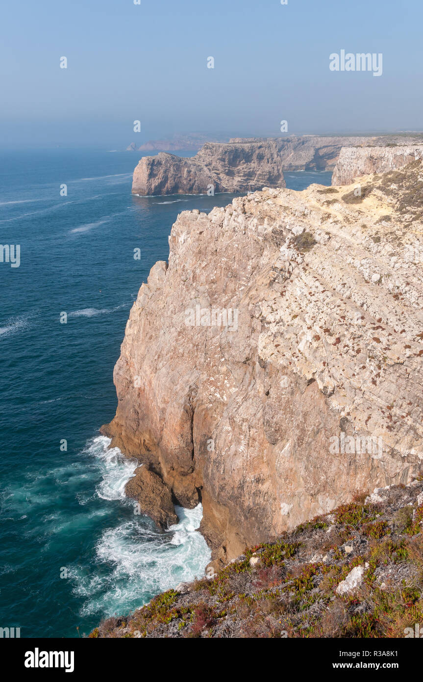 cliff shore of cape st. vincent in portugal Stock Photo