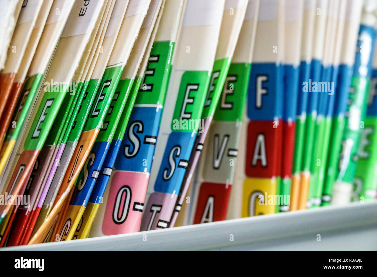Miami Beach Florida,folders,dental medical records,color coded
