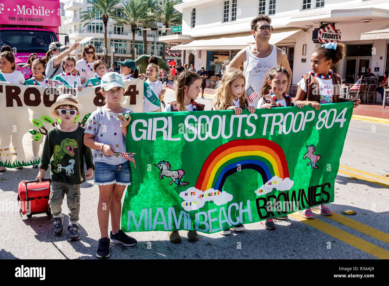 Miami Beach Florida Ocean Drive Veterans Day Parade Activities
