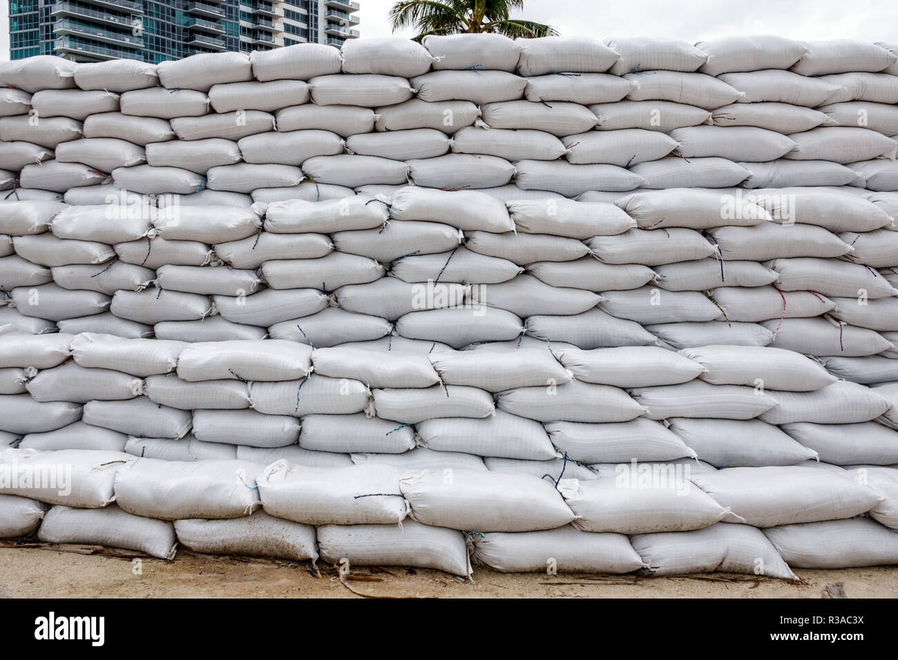 Miami Beach Florida,sandbags,stacked,amphitheater seating,FL181115131 Stock Photo