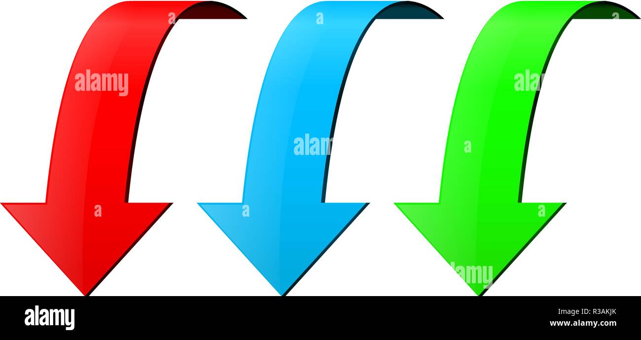 Colored DOWN arrows Stock Vector