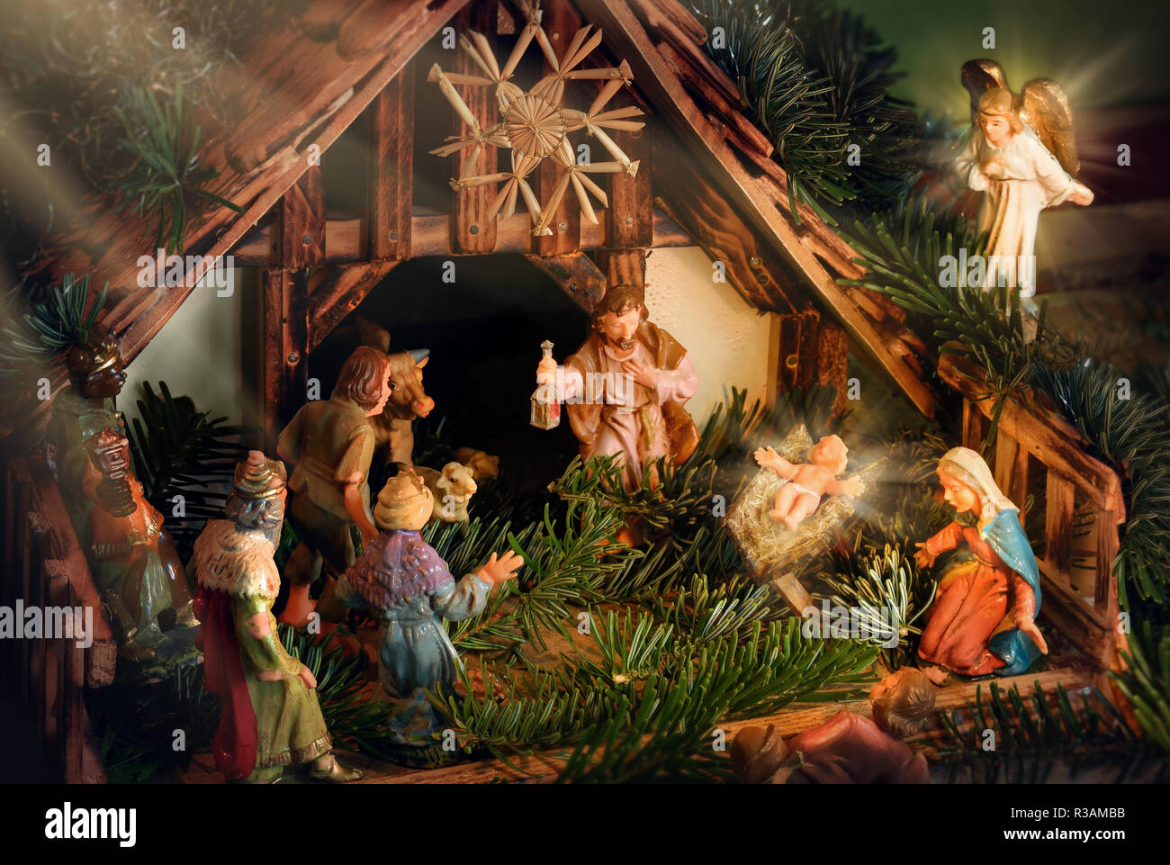 nativity scene with spiritual mood Stock Photo