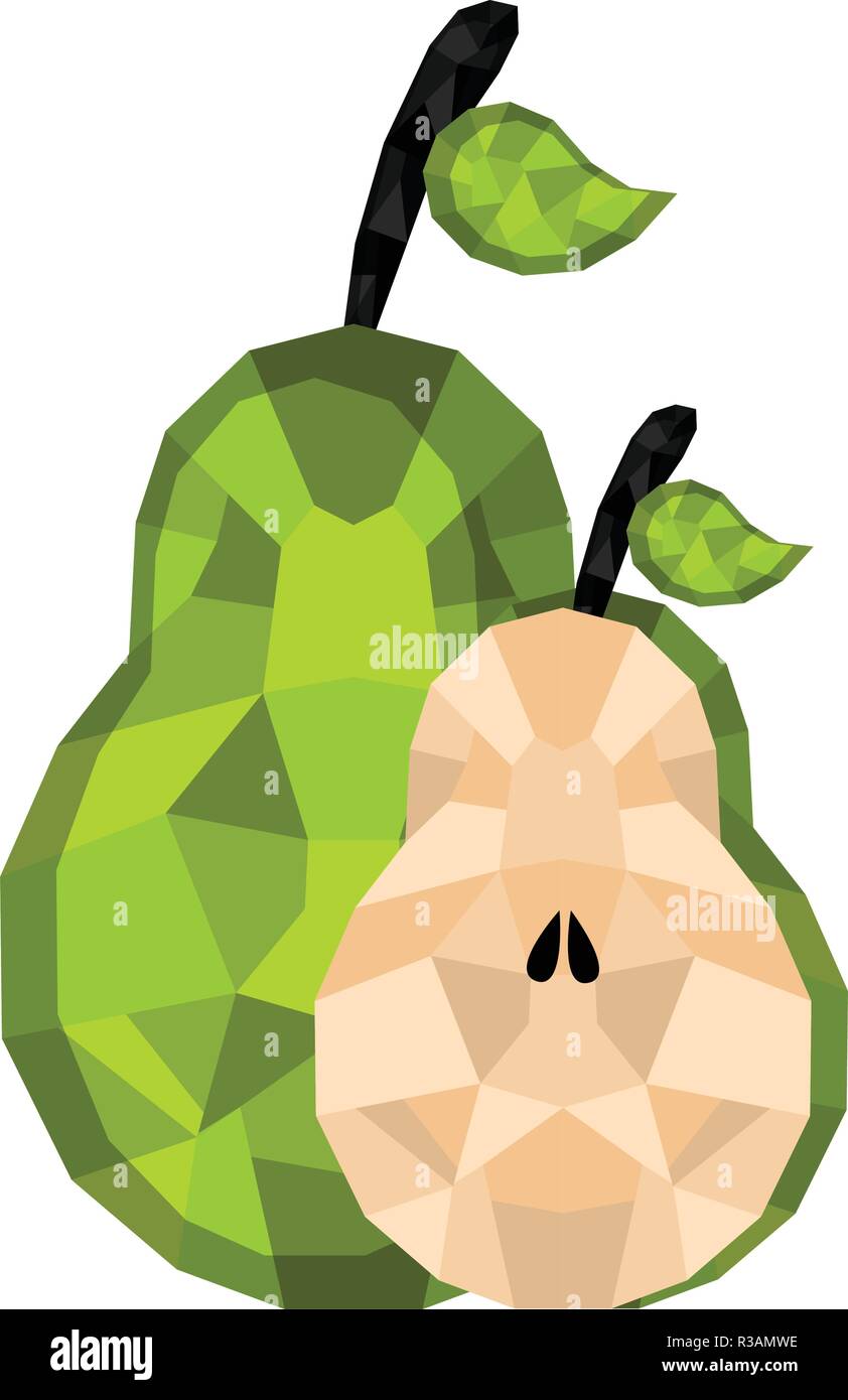 Isolated geometric pear cut. Low Poly Stock Vector