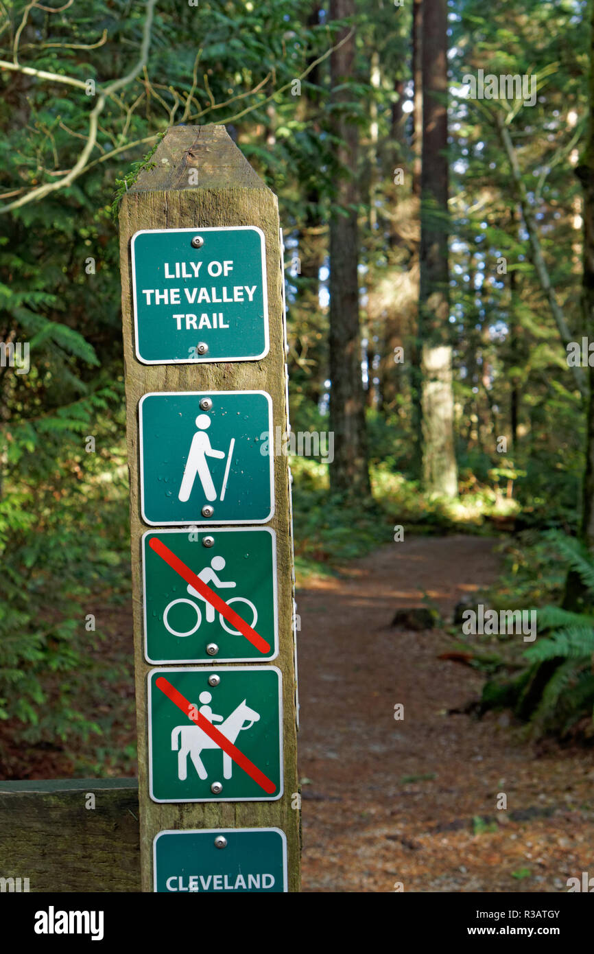 A Hiking Trail Sign In Pacific Spirit Regional Park And Nature