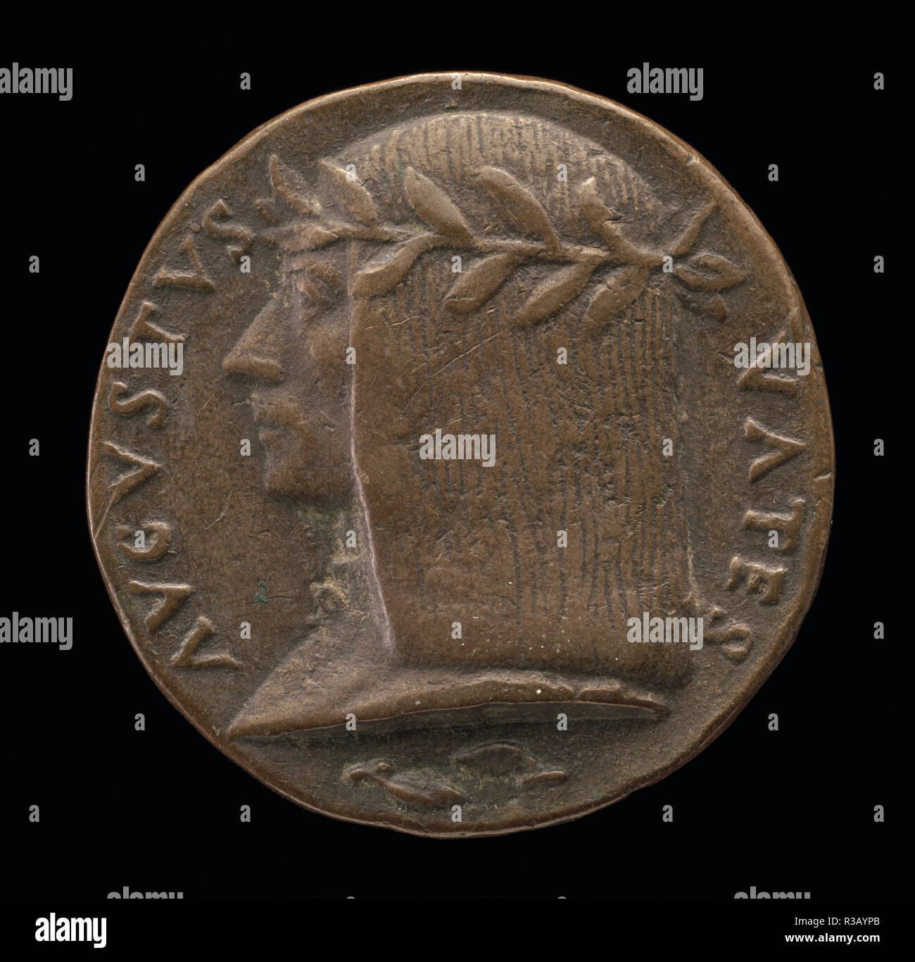 Augusto da Udine (Publio Augusto Graziani), Poet and Astrologer [obverse]. Dated: c. 1519. Dimensions: overall (diameter): 3.21 cm (1 1/4 in.)  gross weight: 15.56 gr (0.034 lb.)  axis: 6:00. Medium: bronze. Museum: National Gallery of Art, Washington DC. Author: Maffeo Olivieri. Stock Photo