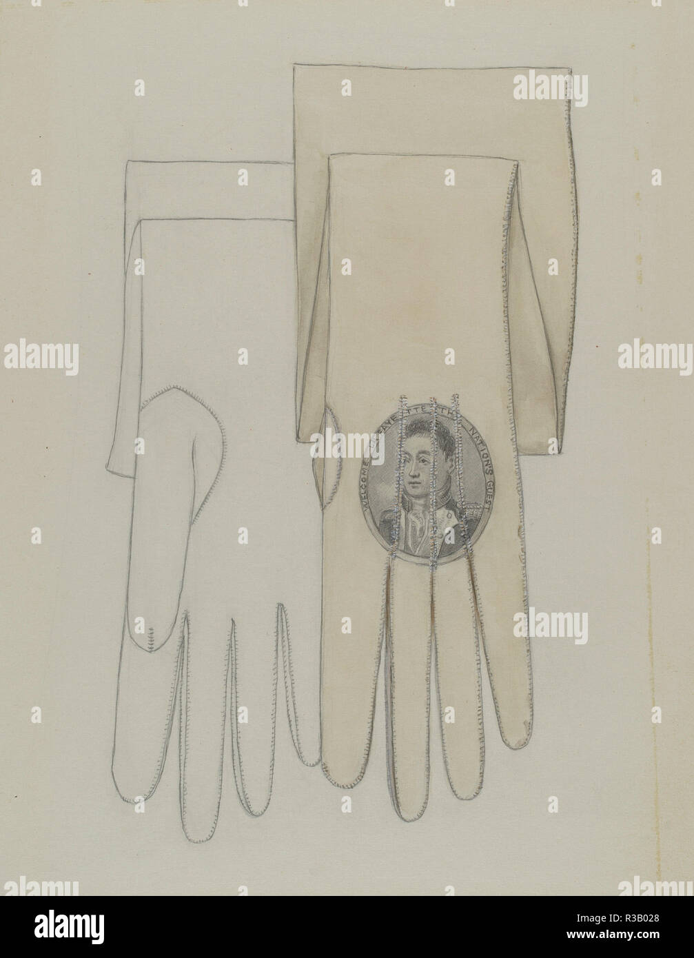 Wedding Gloves. Dated: 1935/1942. Dimensions: overall: 29.8 x 22.9 cm (11 3/4 x 9 in.). Medium: watercolor and graphite on paperboard. Museum: National Gallery of Art, Washington DC. Author: Jessie M. Benge. Stock Photo