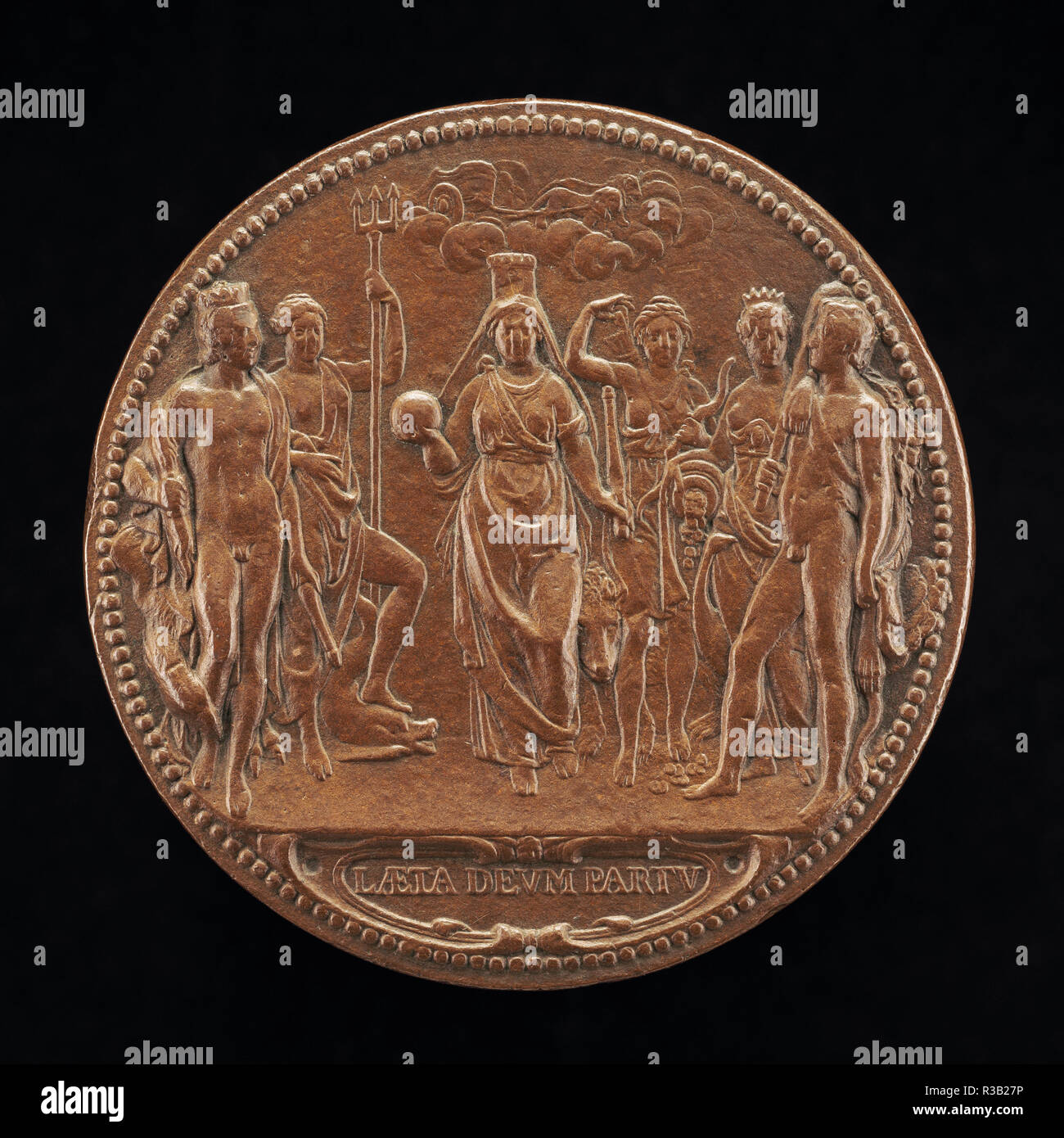 The Queen as Mother of the Gods [reverse]. Dated: 1624. Dimensions: overall (diameter): 5.41 cm (2 1/8 in.)  gross weight: 65.64 gr (0.145 lb.)  axis: 12:00. Medium: bronze. Museum: National Gallery of Art, Washington DC. Author: Guillaume Dupré. Stock Photo