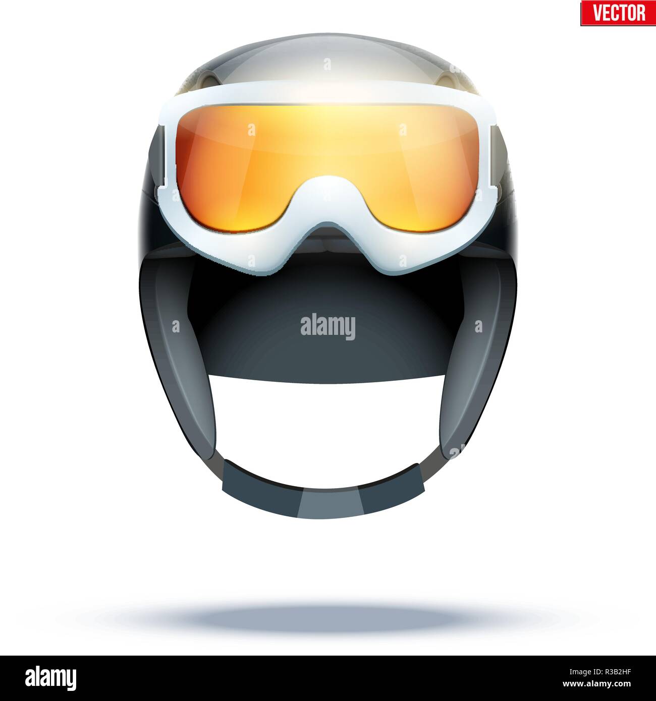 Classic Ski helmet with snowboard goggles. Stock Vector