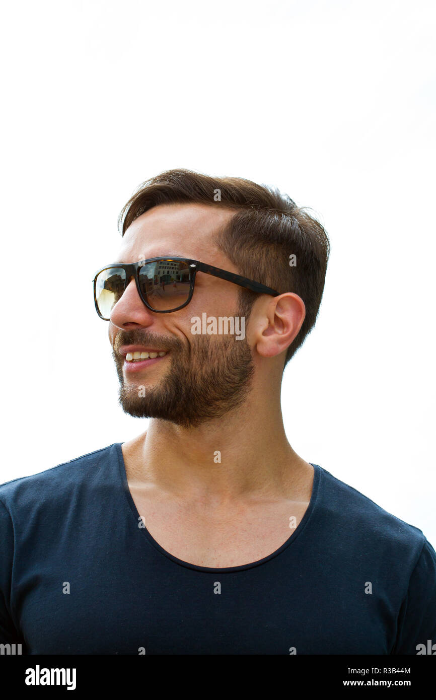 young attractive man wearing sunglasses Stock Photo