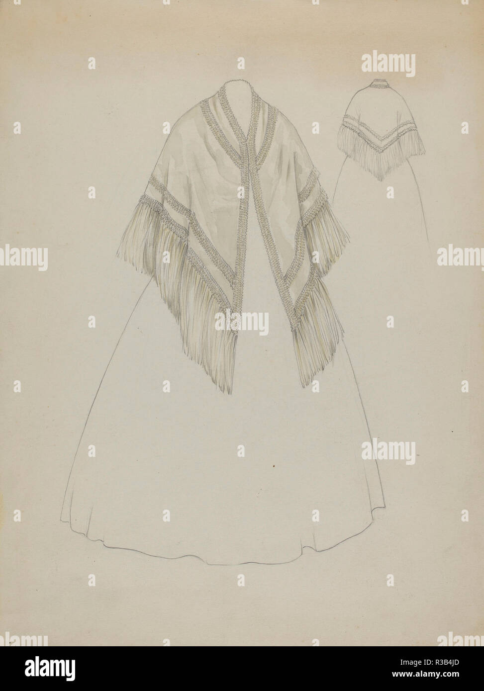 Shaker Shawl. Dated: c. 1936. Dimensions: overall: 30.6 x 22.8 cm (12 1/16 x 9 in.). Medium: watercolor and graphite on paper. Museum: National Gallery of Art, Washington DC. Author: Jessie M. Benge. Stock Photo