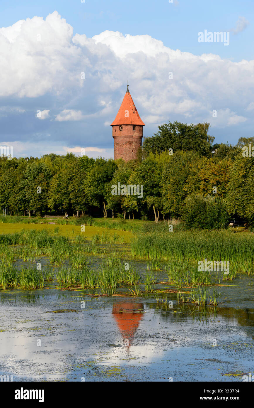 River Nogat and Tower, Malbork, Pomerania, Poland Stock Photo