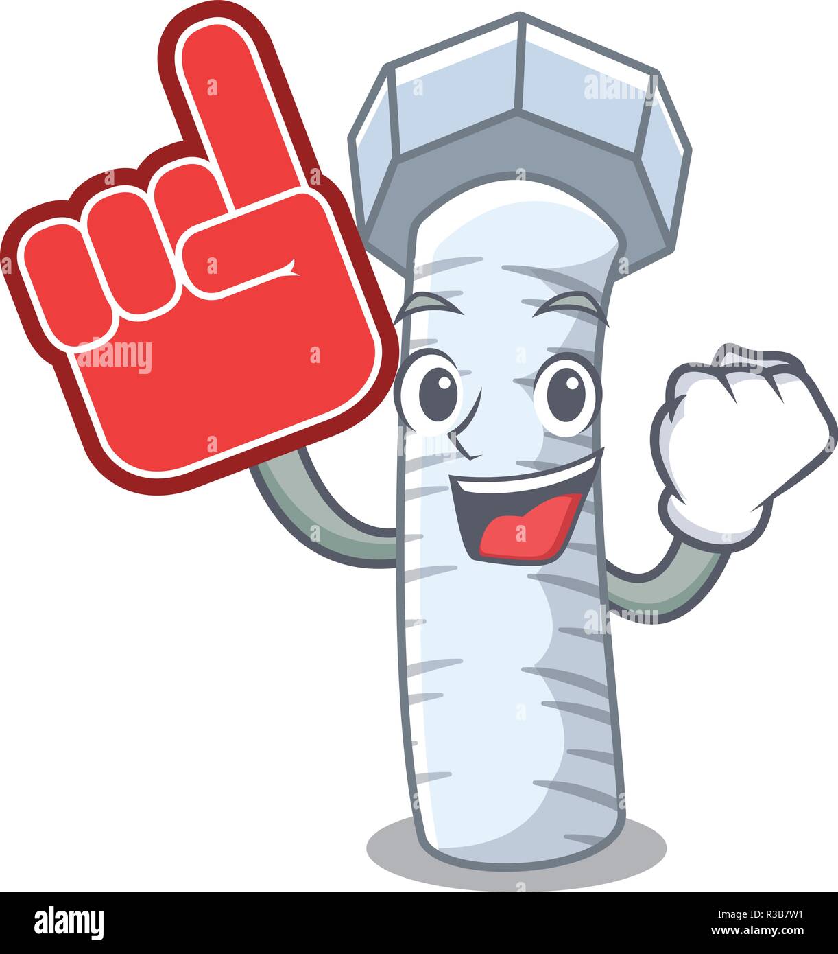 Foam finger cartoon bolts closeup on the car Stock Vector Image & Art