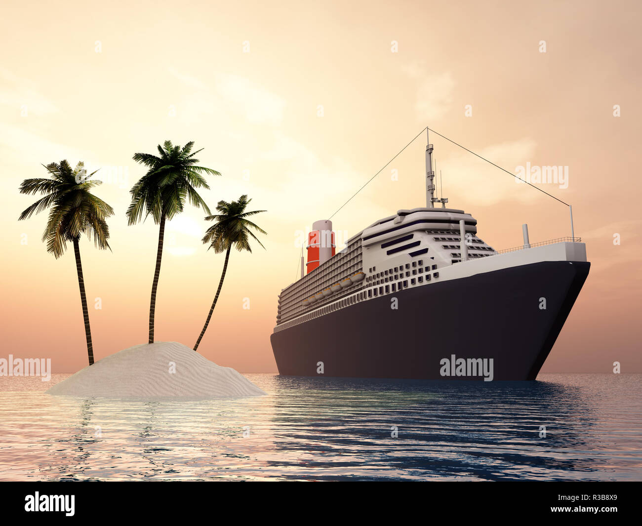 3d illustration sunset cruise hi-res stock photography and images - Alamy