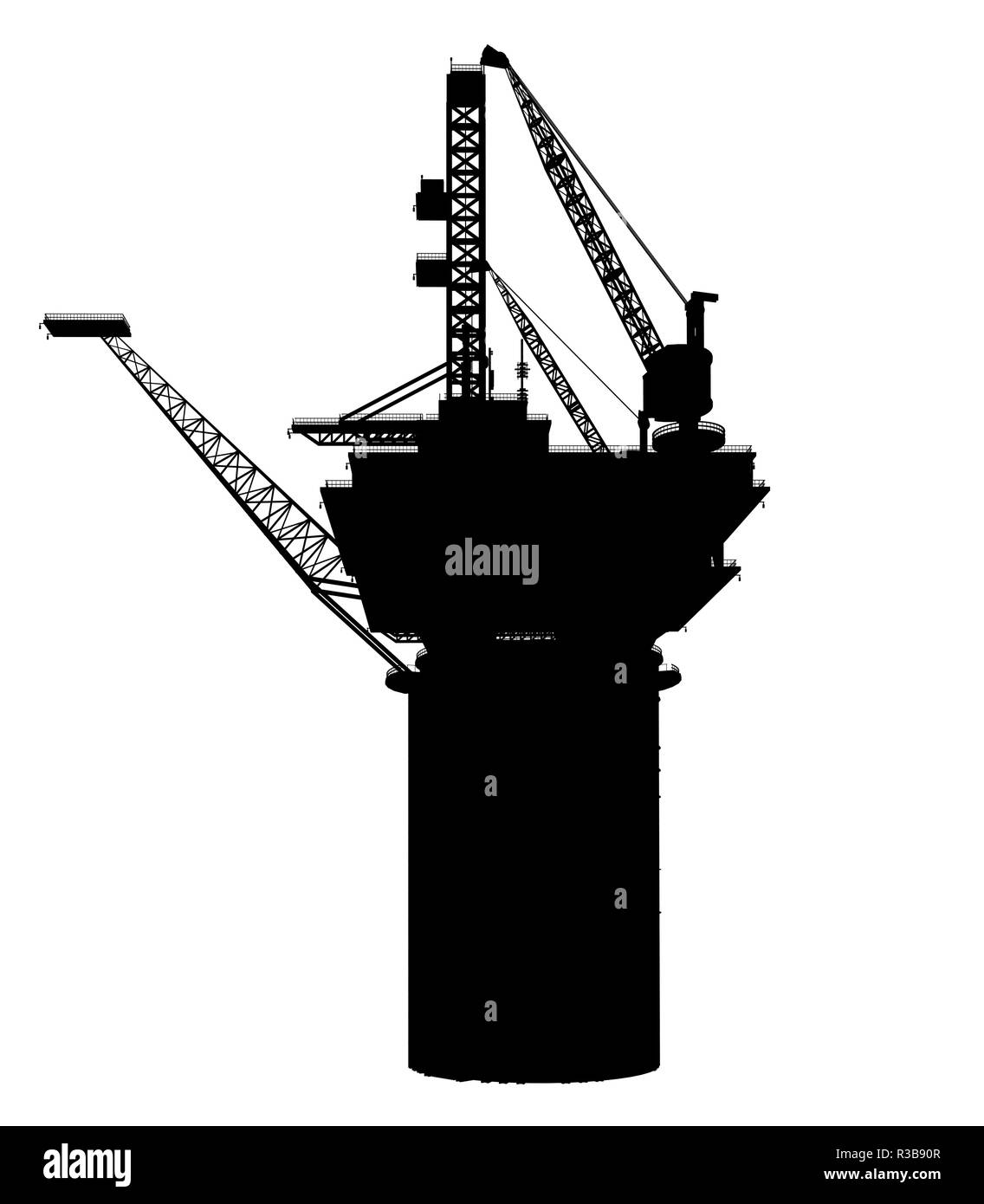 silhouette oil rigs Stock Photo