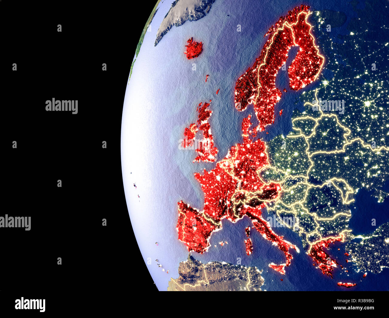 Map western europe night dark hi-res stock photography and images - Alamy