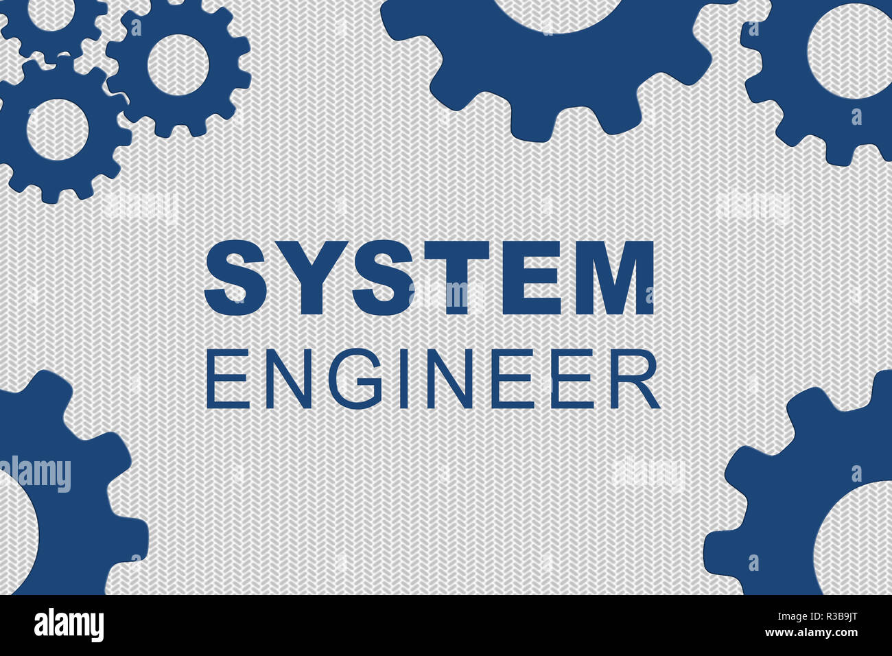 System Engineer Sign Concept Illustration With Blue Gear Wheel Figures On Pale Gray Background Stock Photo Alamy