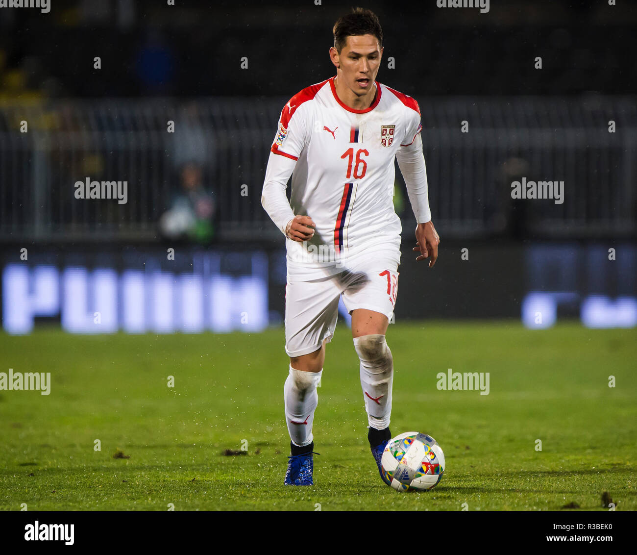 Sasa Lukic of Serbia comes forward on the ball Stock Photo