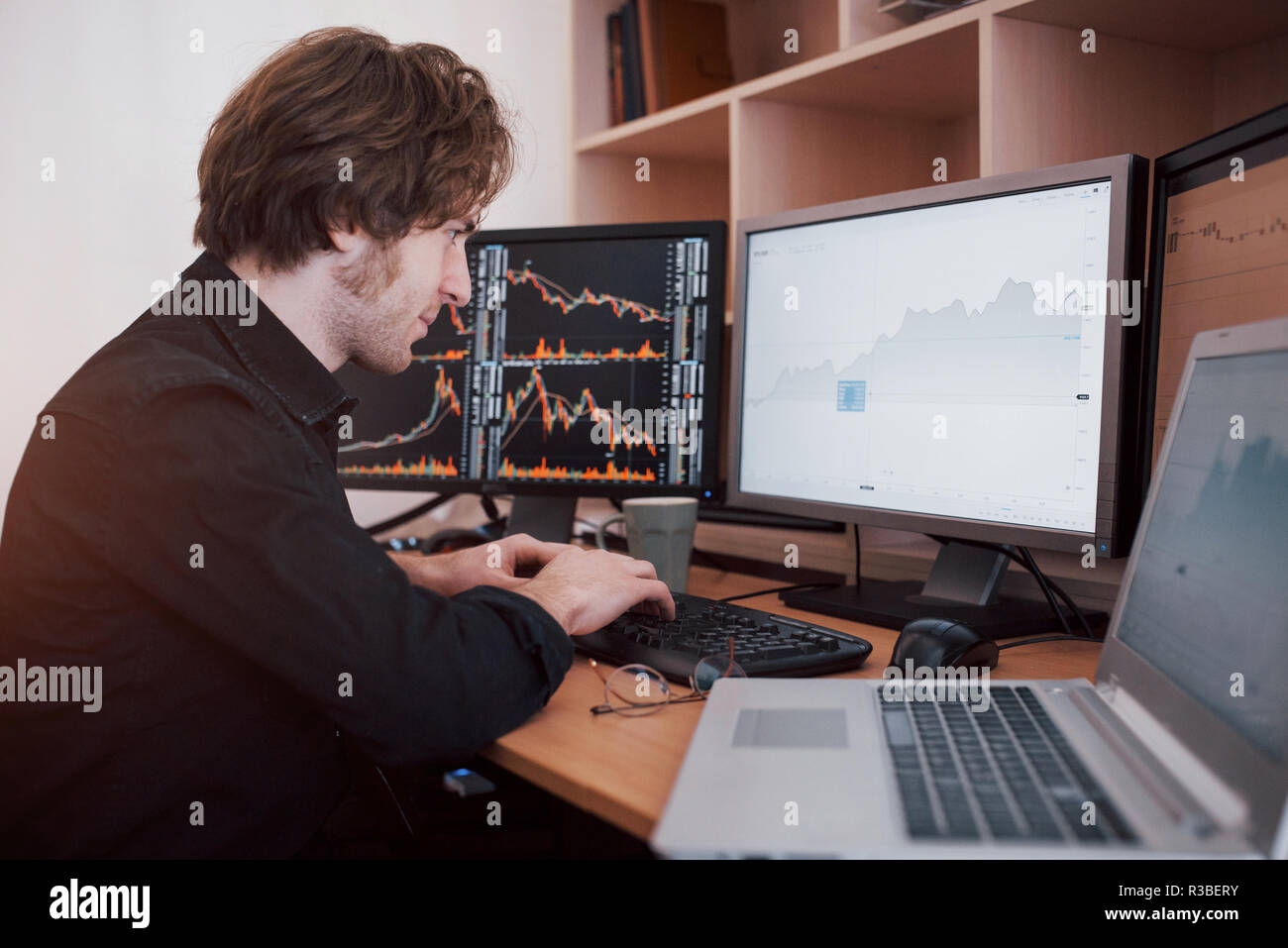 Stressful Day At The Office Young Businessman Holding Hands On His - 