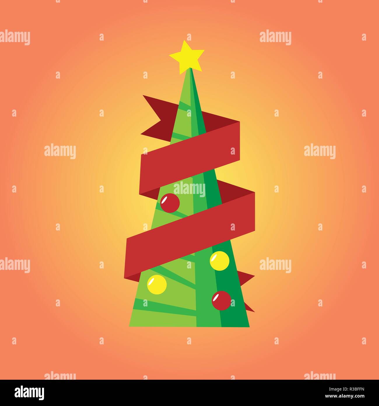 Green Christmas Tree Logo Vector Easy Icon Stock Vector Art