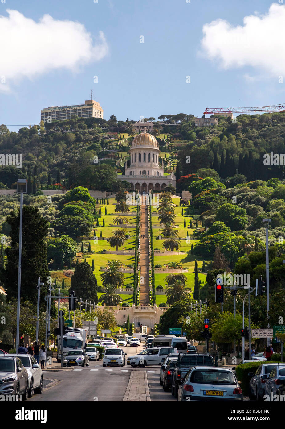 Haifa, Israel - June 17, 2018: Bahai Gardens, a holy temple of the ...