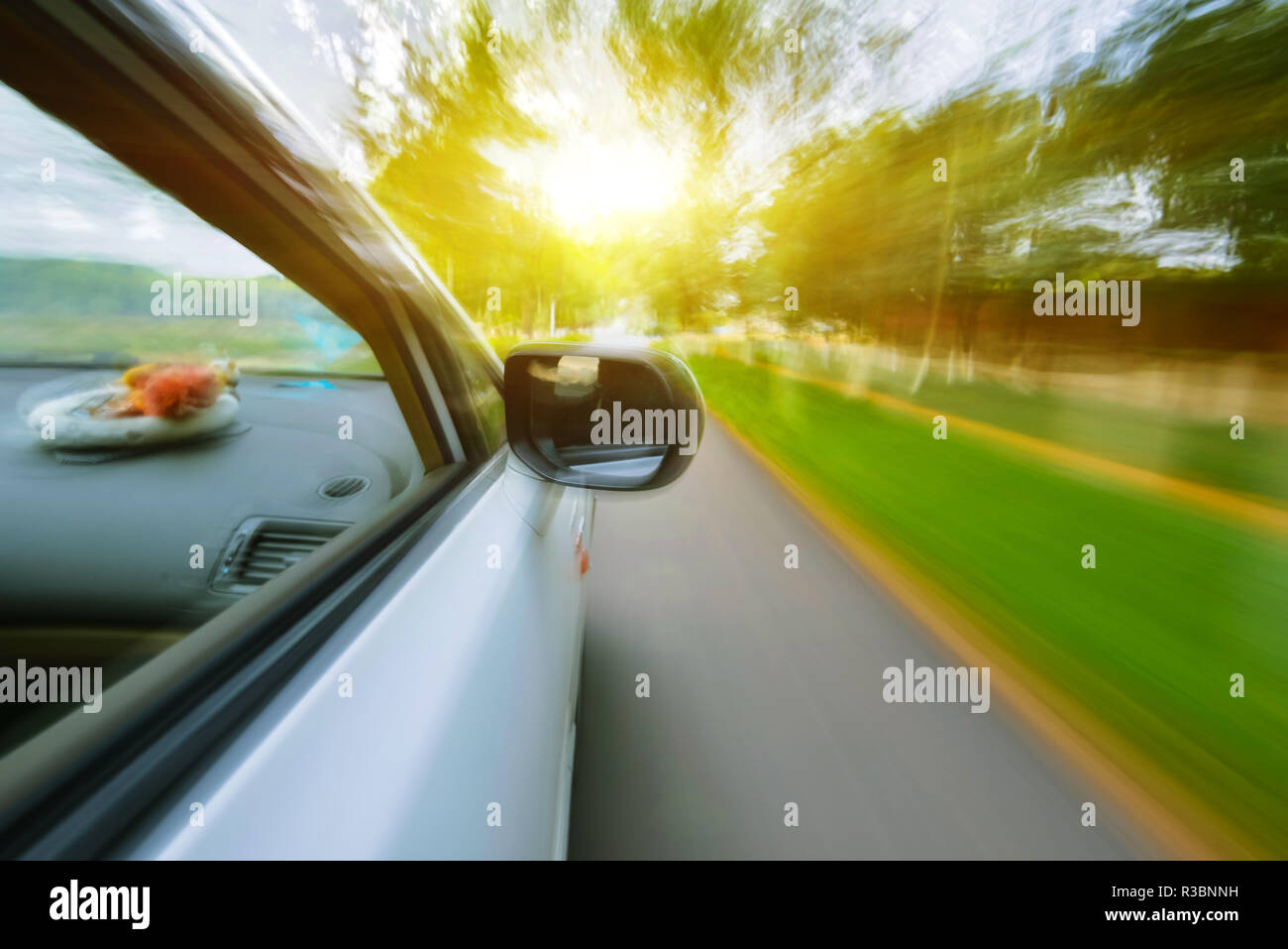 A car driving on a motorway at high speeds Stock Photo Alamy