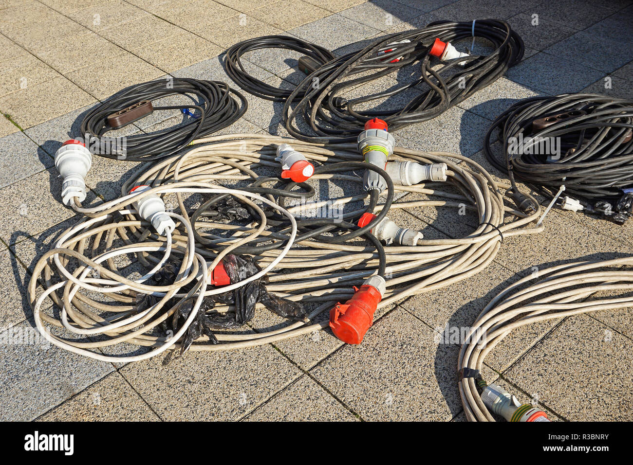 Electric cables and connectors outdoor Stock Photo Alamy