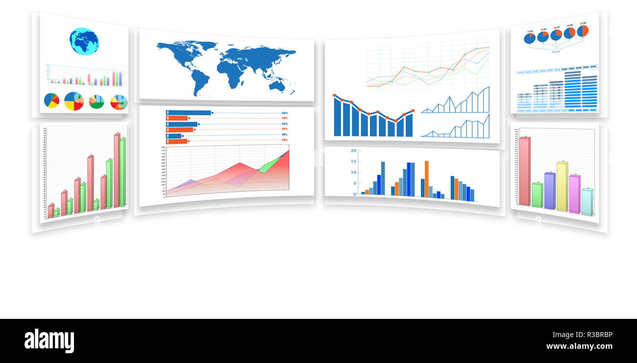 Business charts and infographics 3d rendering Stock Photo Alamy