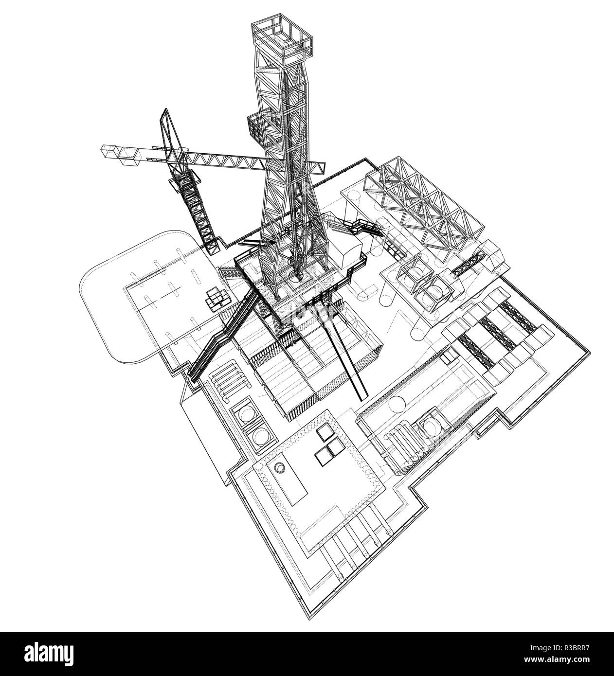 Offshore oil rig drilling platform concept. Vector Stock Vector Image ...