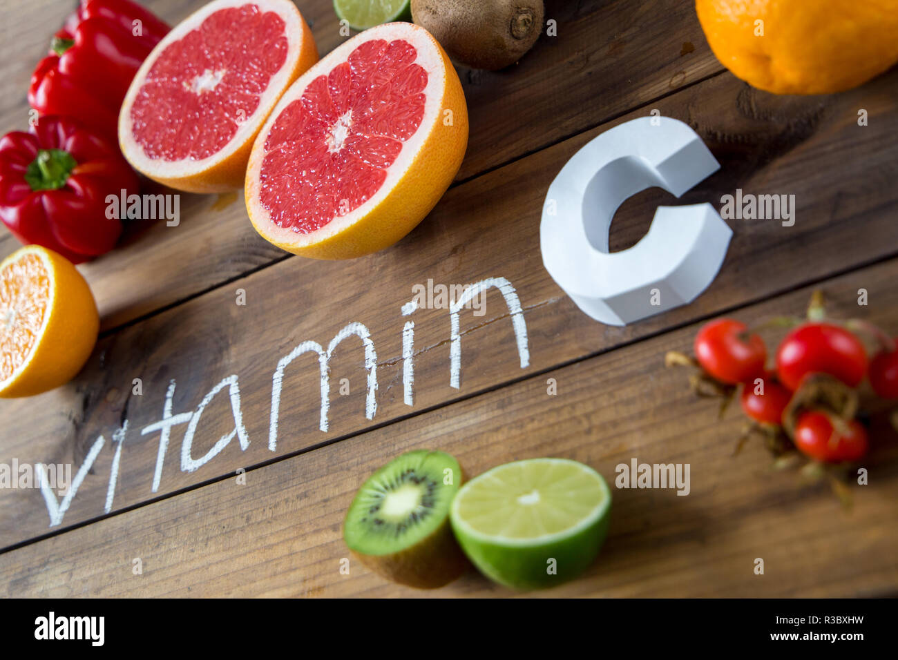 Vitamin C in fruits and vegetables. Natural products rich in vitamin C