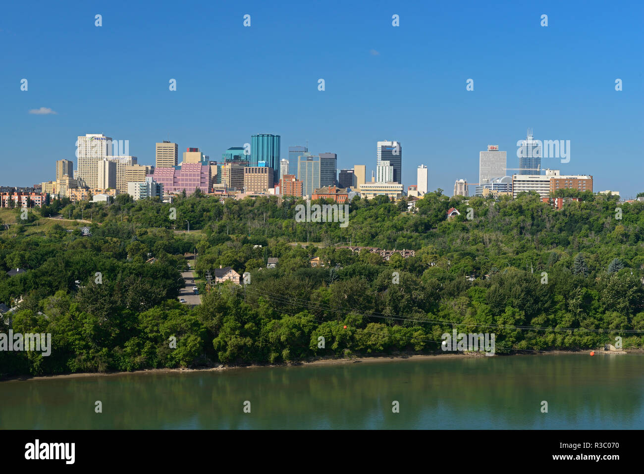 Canada, Alberta, Edmonton. City skyline and North Saskatchewan River. Stock Photo