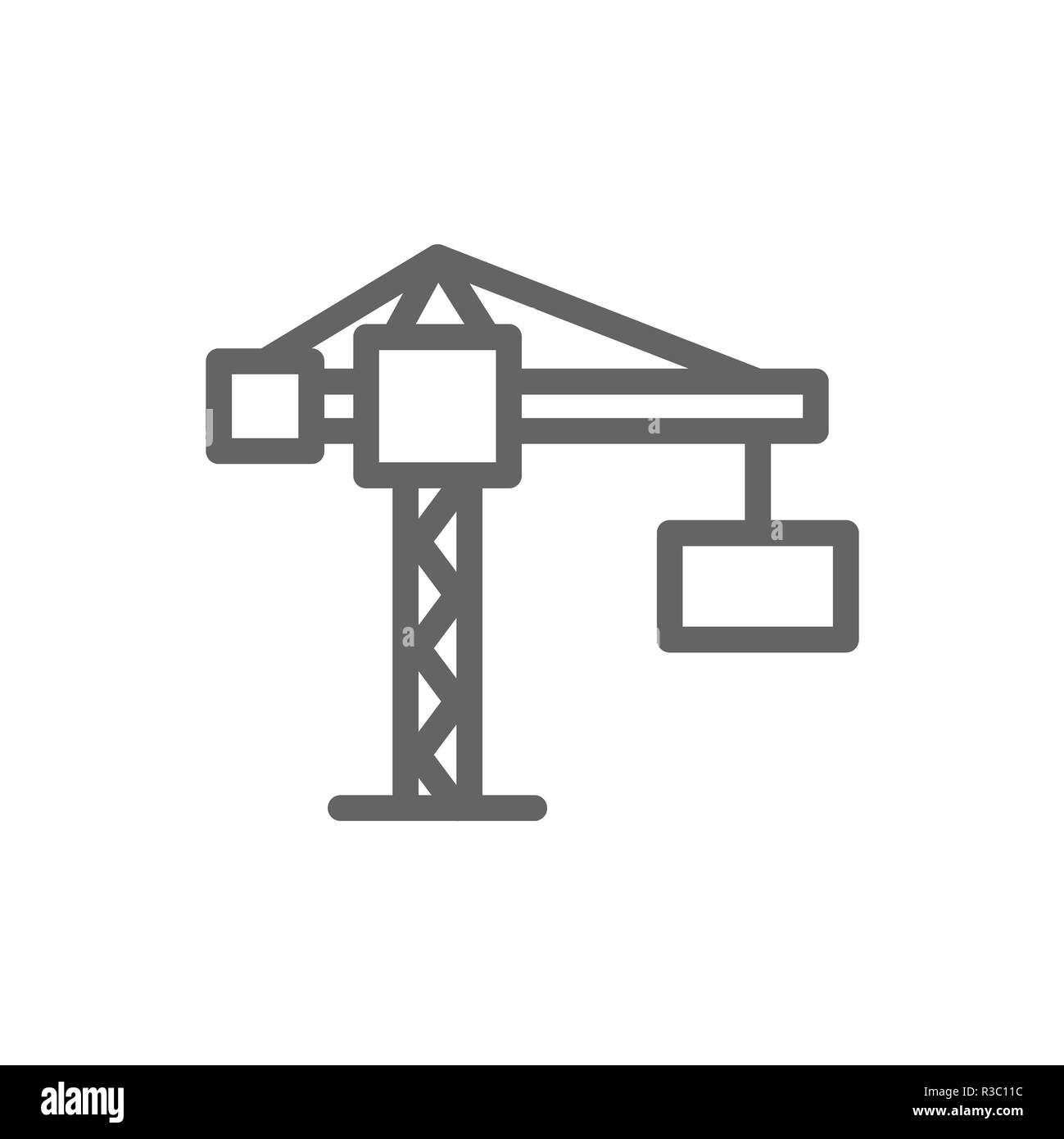 Simple Building Crane Line Icon Symbol And Sign Illustration