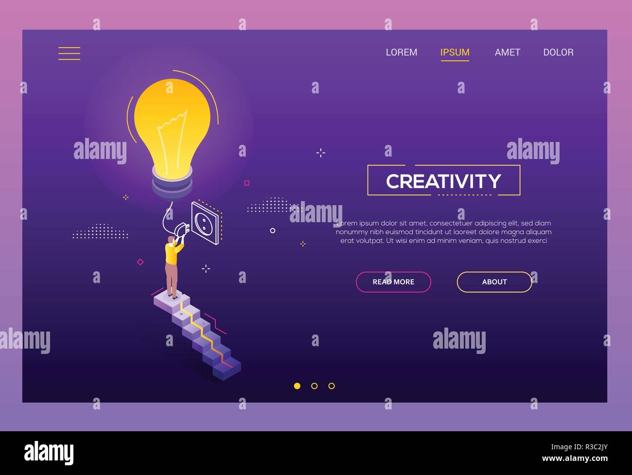 Creativity concept - modern isometric vector website header Stock ...