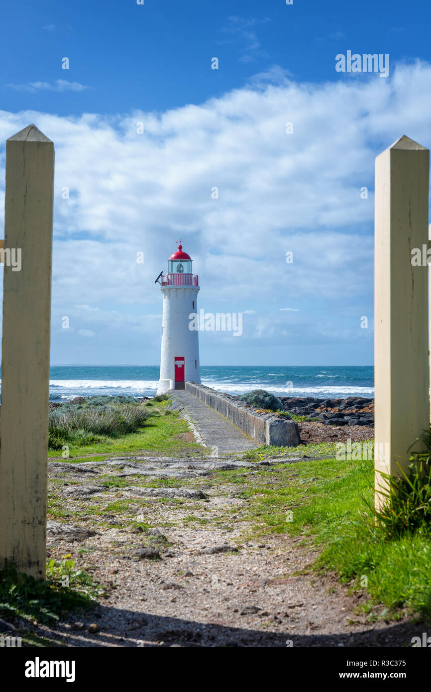 Griffiths Island lighthouse, Port Fairy, Victoria, Australia Stock Photo