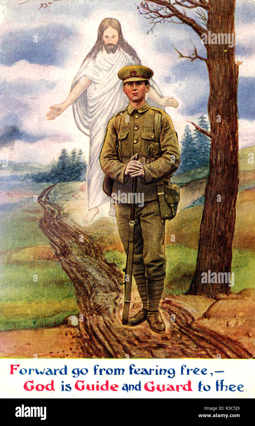 BRITISH FIRST WORLD WAR RELIGIOUS POSTCARD about 1915 Stock Photo