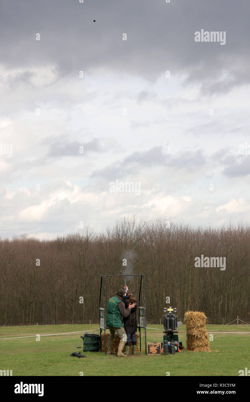 Learning to shoot clay pigeons,England, Britain Stock Photo Alamy