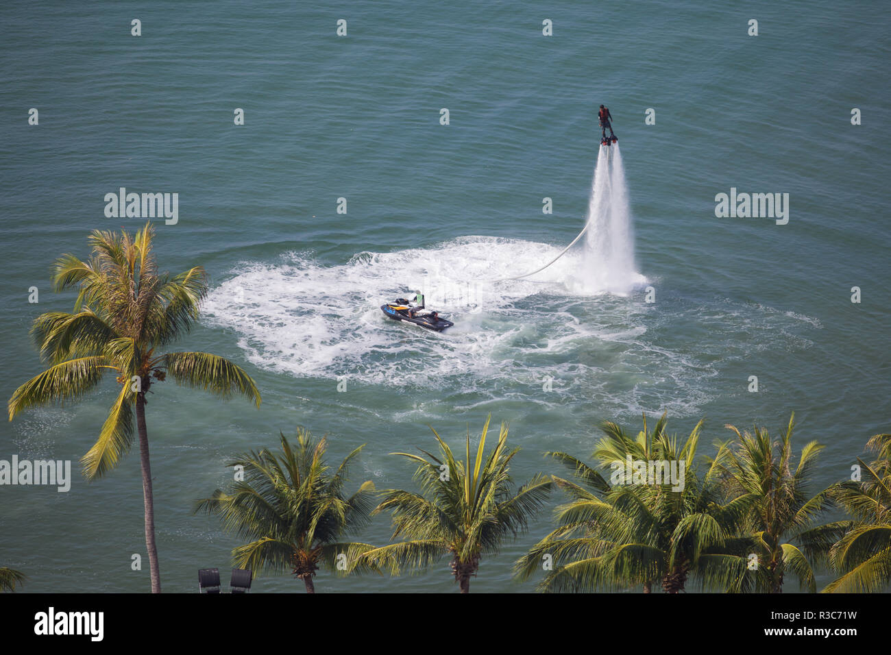 A water jet powered board in Pattaya, Thailand Stock Photo