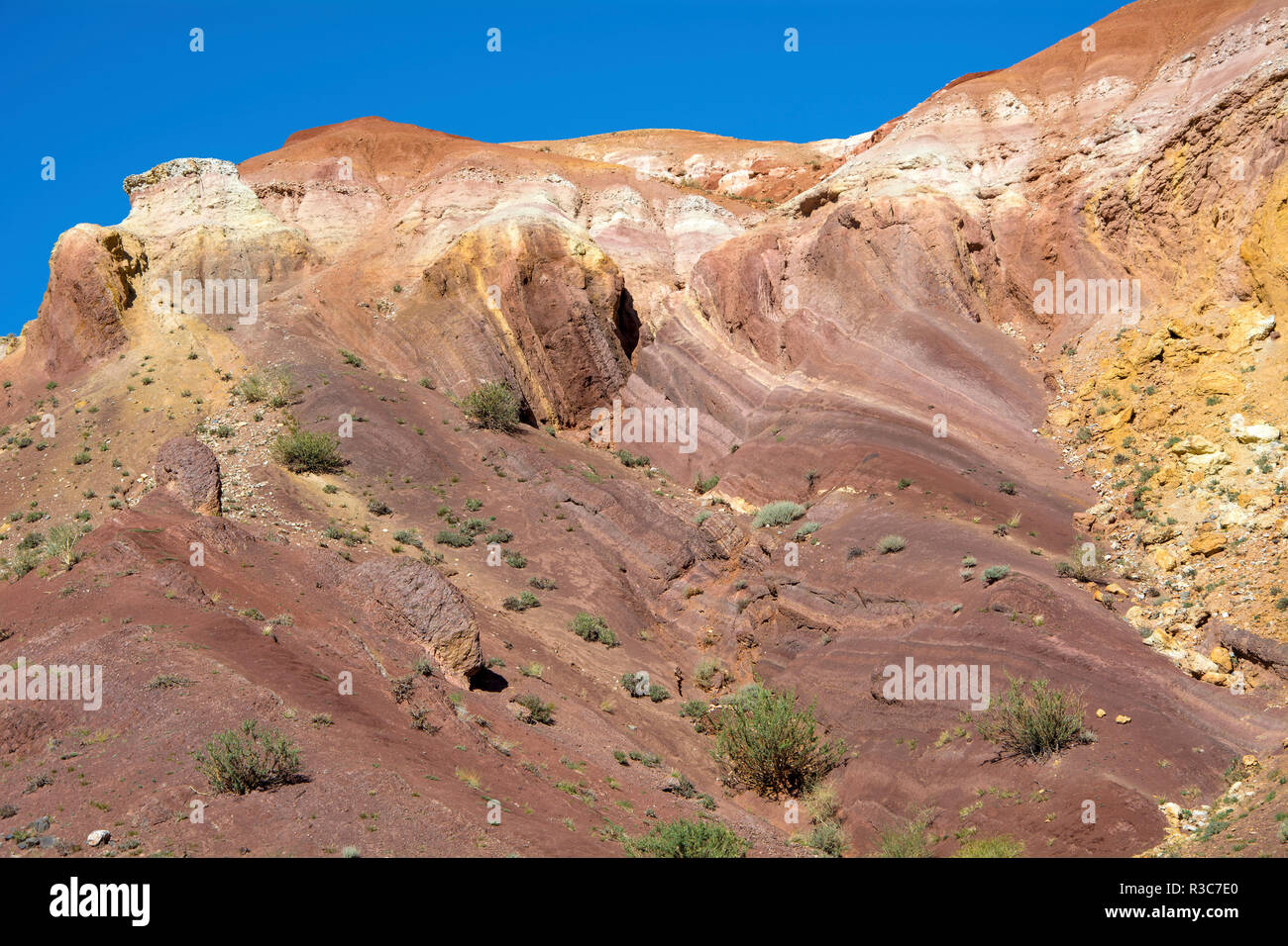 Hill of clay of different shades in the area called Martian landscape