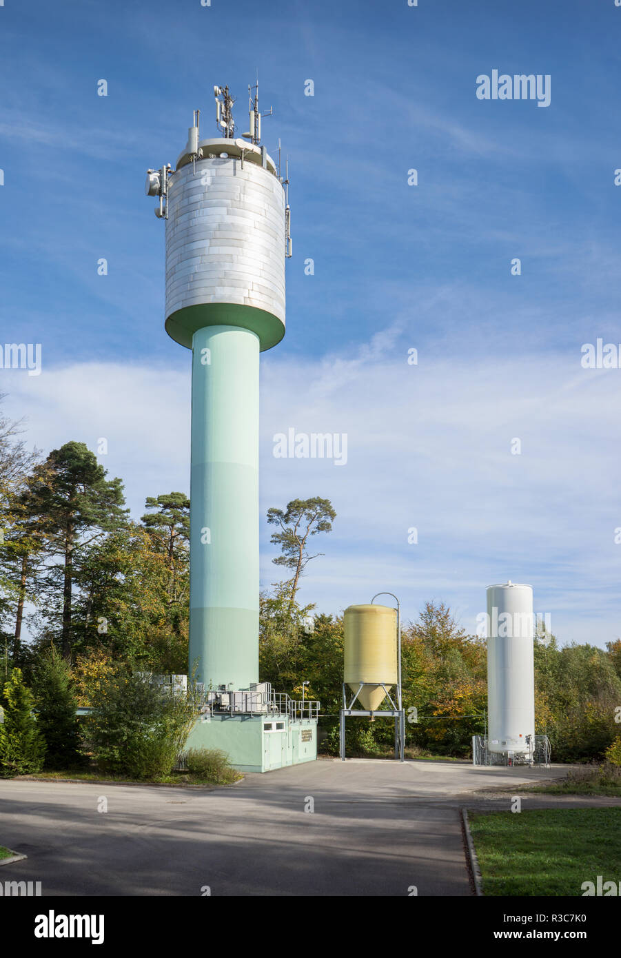 industrial plant with silo and tower Stock Photo