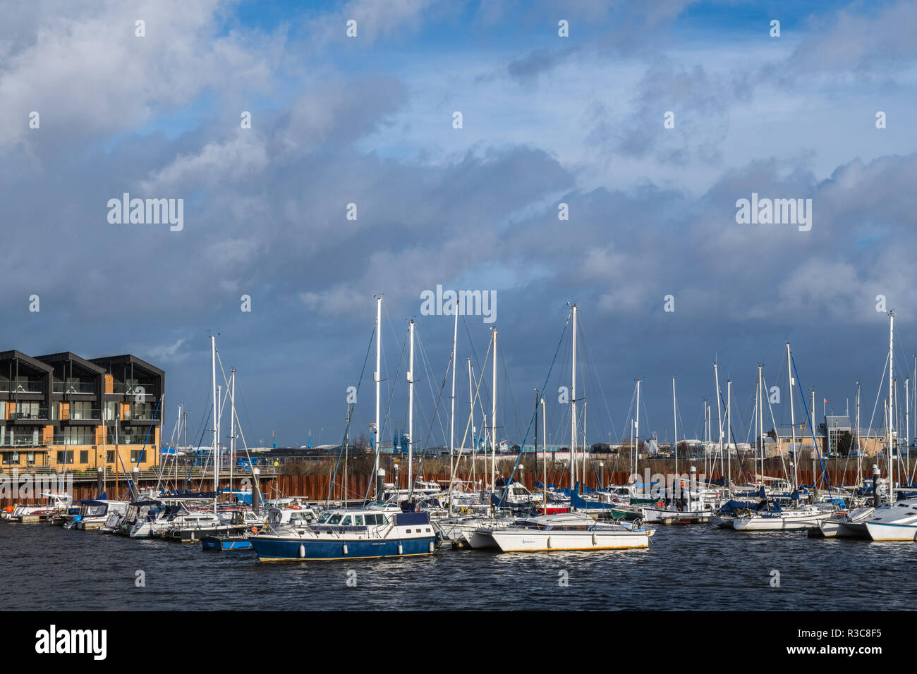 Yachts and Moorings at Cardiff Bay South Wales Stock Photo